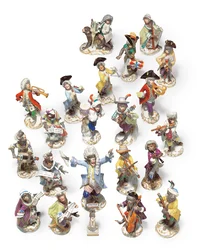 Banda de monos de veintiuna piezas de Meissen