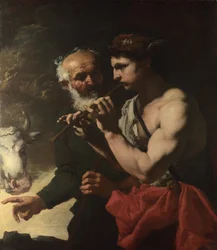 Mercurio tocando la flauta para Argos, 1655-1657