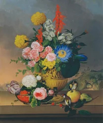 Bodegón con un ramo de flores