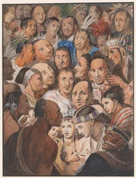 Retablo de rostros indios