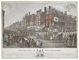 Procesión de abastecedores de Filadelfia, el 15 de marzo de 1821, c. 1821-1822