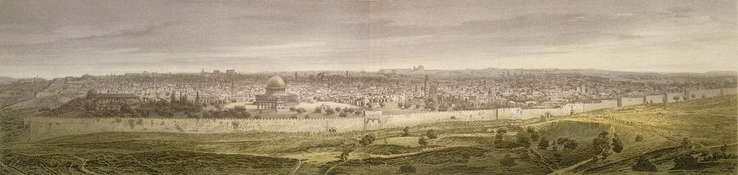 Jerusalén. Grabado por Bernatz et alii - Felsing, F. Stampatore