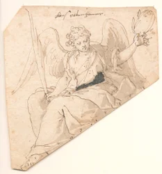 Ángel con hoja de palma y corona de laurel