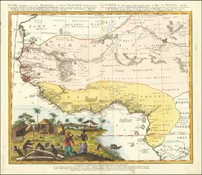 Mapa de África Occidental de 1743 por Johann Matthias Hase