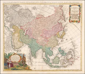 Mapa de Asia de 1744 por Johann Matthias Hase