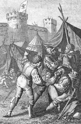 Confederación de los VIII cantones (Suiza): "Emperador Carlos IV (1316-1375) asediando la ciudad de Zúrich hacia 1351 (Carlos IV, Emperador del Sacro Imperio Romano Germánico asediando Zúrich en tiempos de la Antigua Confederación Suiza (Antigua Confederac