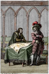 El emperador Alberto I de Habsburgo (1255-1308) estudiando el mapa de Francia en la época del conflicto entre el papa Bonifacio VIII y el rey Felipe IV de Francia.