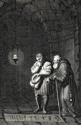 Emperador Carlos IV (1346-1378) recogiendo en la tumba de Widukind de Sajonia (o Wittekind de Sajonia) a Enger Alemania en 1377 (Carlos IV, Emperador del Sacro Imperio Romano Germánico en la tumba de Widukind (Widuking o Wittekind) en Enger, Alemania) Grab