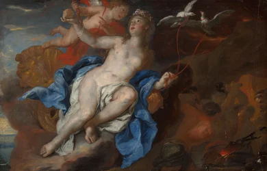 Venus y Cupido en la fragua de Vulcano, c.1690-95 (óleo sobre lienzo)