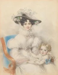 Princesa Henrietta de Nassau-Weilburg con su hija María
