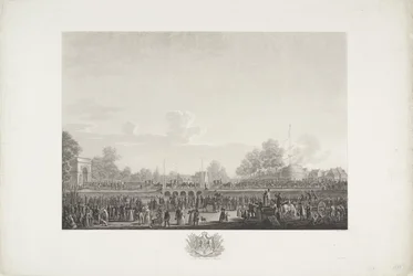 Llegada del rey Guillermo I a Bruselas, 1815 Doce láminas de la llegada e inauguración de Guillermo I en Bruselas y las batallas de Quatre-Bras y Waterloo en 1815 (título de la serie)