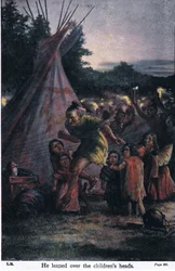Saltó sobre las cabezas de los niños