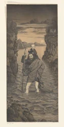 San Cristóbal cruzando un río con el Niño Jesús sobre sus hombros
Obras de la colección de los hermanos Boisserée (título de la serie)
Galerie des Frères Boisserée (título de la serie)
