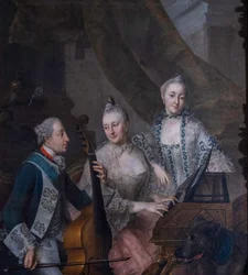 Alemán: Elector Maximiliano III José con su esposa y su hermana Elector Maximiliano III José con su esposa y su hermana