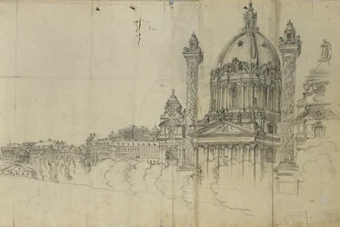 Vistas de los suburbios del sur de Viena y Karlskirche