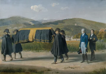 El emperador Francisco I de Austria sigue el ataúd de un pobre