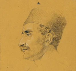 Estudio de retrato sobre el "Fracaso de Nikolaus Zriny frente a la Fortaleza Szigeth"