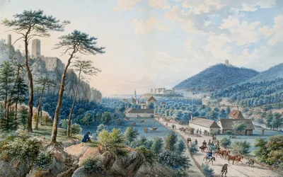 Vista del Palacio de Weilburg en Baden cerca de Viena