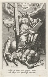 La religión cristiana (Religio Christiana) supera la idolatría (Idolatria) Religión Christiana (título sobre objeto) Las virtudes conquistan los vicios (título de la serie)