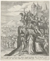 Habitantes de Nazaret expulsan a Cristo de la ciudad Escenas del Nuevo Testamento (título de la serie)
