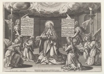 Magnificat: La Virgen rodeada de ángeles haciendo música, 1585