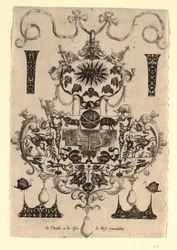 Diseño de Colgante con la Tentación, Placa 1, de una serie de ocho diseños de colgantes con las virtudes cardinales