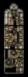 Ventana trilobulada negro-amarilla