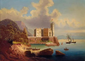 Vista del Castillo de Miramare y Trieste