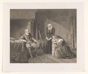 La madre, la esposa y el hijo de Reinier van Oldenbarnevelt suplican misericordia a Maurits, 1623