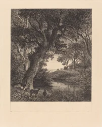Cazadores Saliendo de un Bosque
