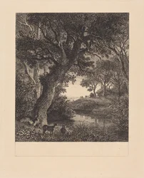 Cazadores saliendo de un bosque
