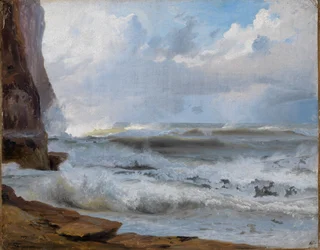 Estudio marino cerca de Étretat (con la costa rocosa a la izquierda)