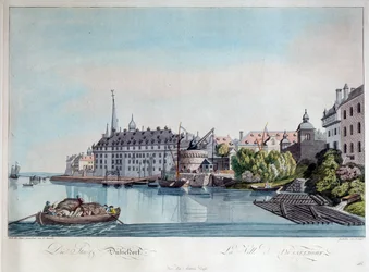 Vista de Düsseldorf antes del bombardeo francés el 6 de octubre de 1794, 1798