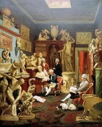Charles Townley en su galería de esculturas, Park Street, Londres 1782, pintura de Johann Zoffany (1733-1810)