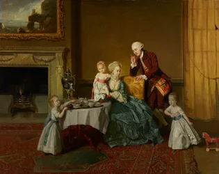 John, decimocuarto Lord Willoughby de Broke, y su familia, c.1766