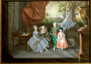 Retrato de Luis I de Etruria, con sus hermanas Carolina, María Antonieta y Carlota, c.1780