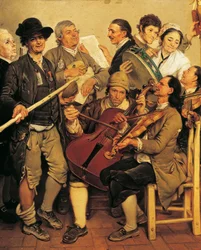 Scartocciata (músicos en festival de cosecha de maíz cerca de Parma)
