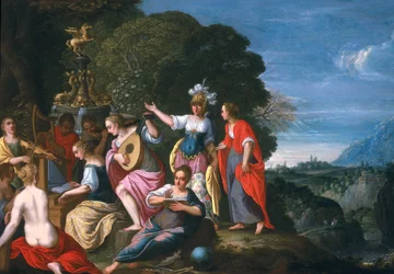 Atenea y las nueve musas en los pozos de Hipocrene, 1624