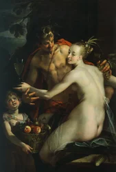 Baco, Venus y Cupido, de Hans von Aachen (1552-1615)