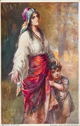 Raquel y el pequeño José (litografía en color)