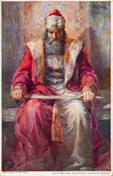 Saúl medita y conspira contra David (litografía en color)