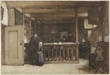Día de pago: La habitación del concejal en el Rechthuis de Nieuw-Loosdrecht, tapizada con figuras del siglo XVII