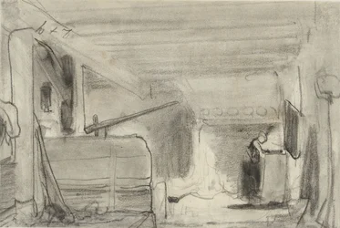 Mujer en la cocina de una granja