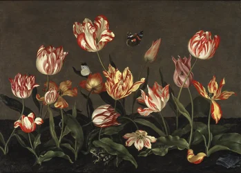 Naturaleza muerta con tulipanes