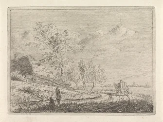 Paisaje con carro y dos pescadores