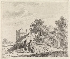 paisaje con puente de piedra