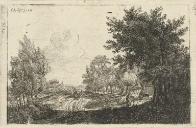 paisaje con un carro de granja