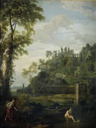 Paisaje arcádico con Salmacis y Hermafrodito