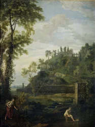 Paisaje arcádico con Salmacis y Hermafrodito
