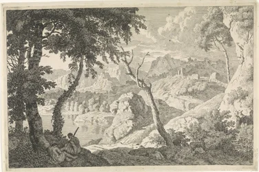 Paisaje arcádico con dos pastores. Paisajes arcádicos (título de la serie)